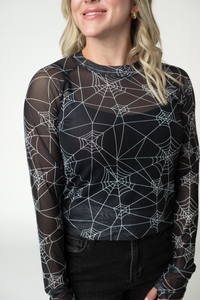 Blair Mesh Long Sleeve Top in Webs