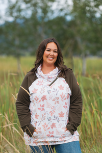 Classic Zoey ZipCowl Sweatshirt in Autumn Leaves and Olive