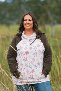 Classic Zoey ZipCowl Sweatshirt in Autumn Leaves and Olive