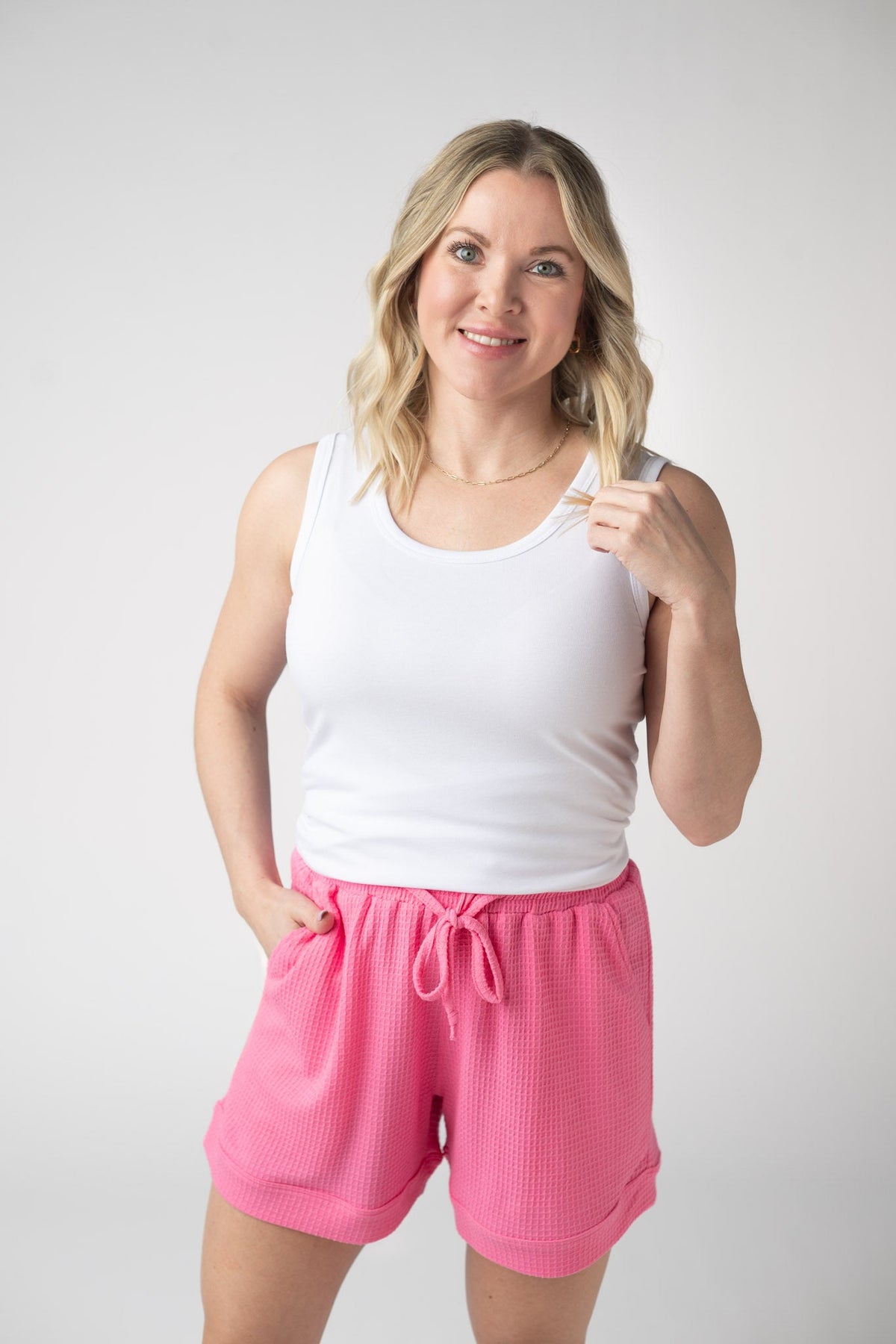 Weslie Waffle Shorts in Pink