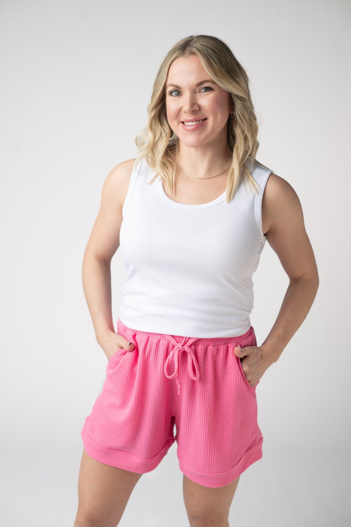 Weslie Waffle Shorts in Pink