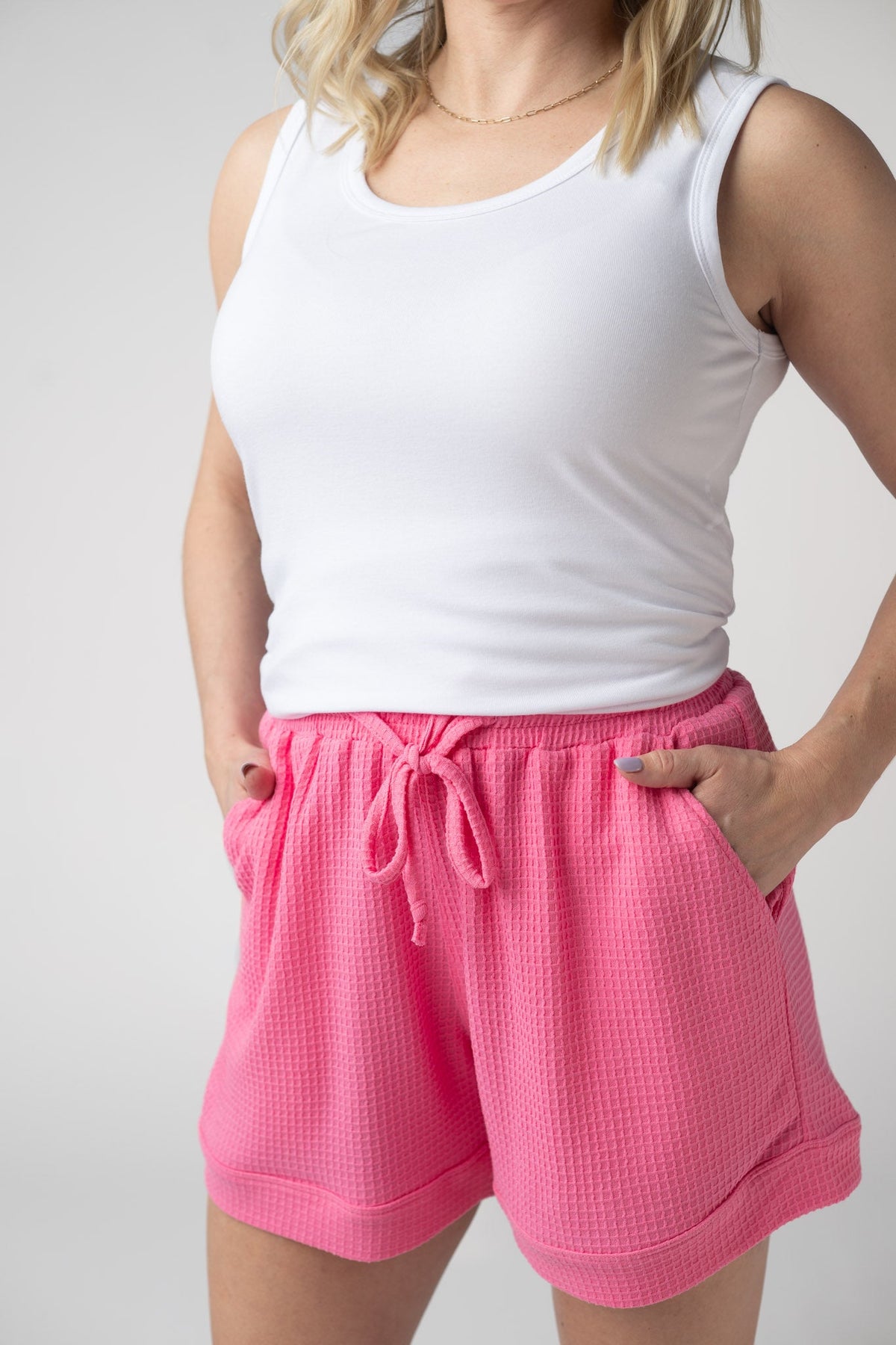Weslie Waffle Shorts in Pink