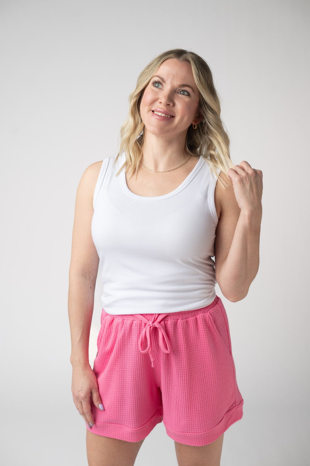 Weslie Waffle Shorts in Pink