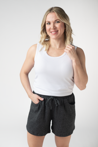 Candice Crinkle Shorts in Charcoal