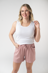 Candice Crinkle Shorts in Dusty Rose