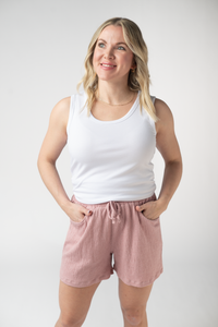 Candice Crinkle Shorts in Dusty Rose
