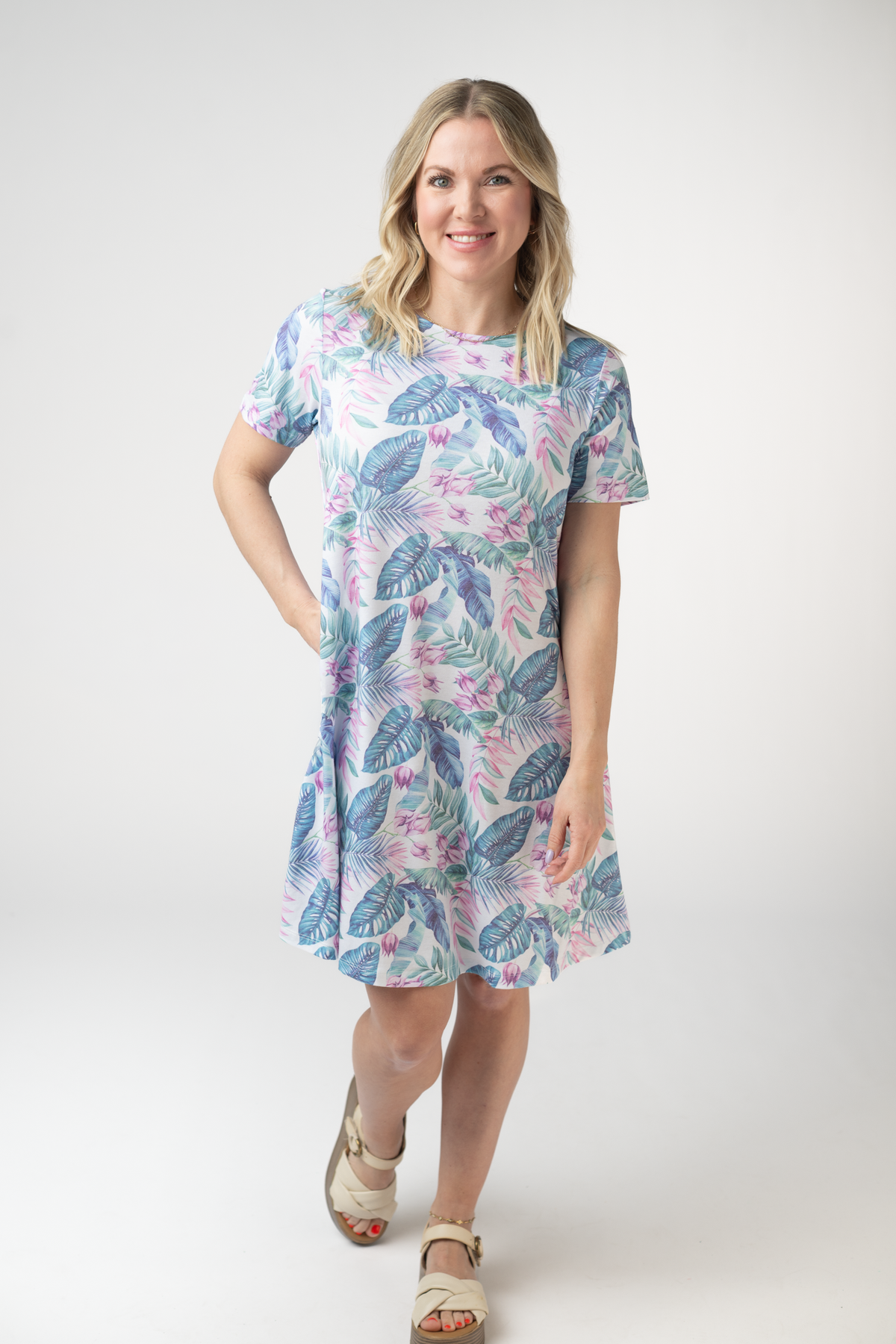 Alicia Dress in Tropical Leaf