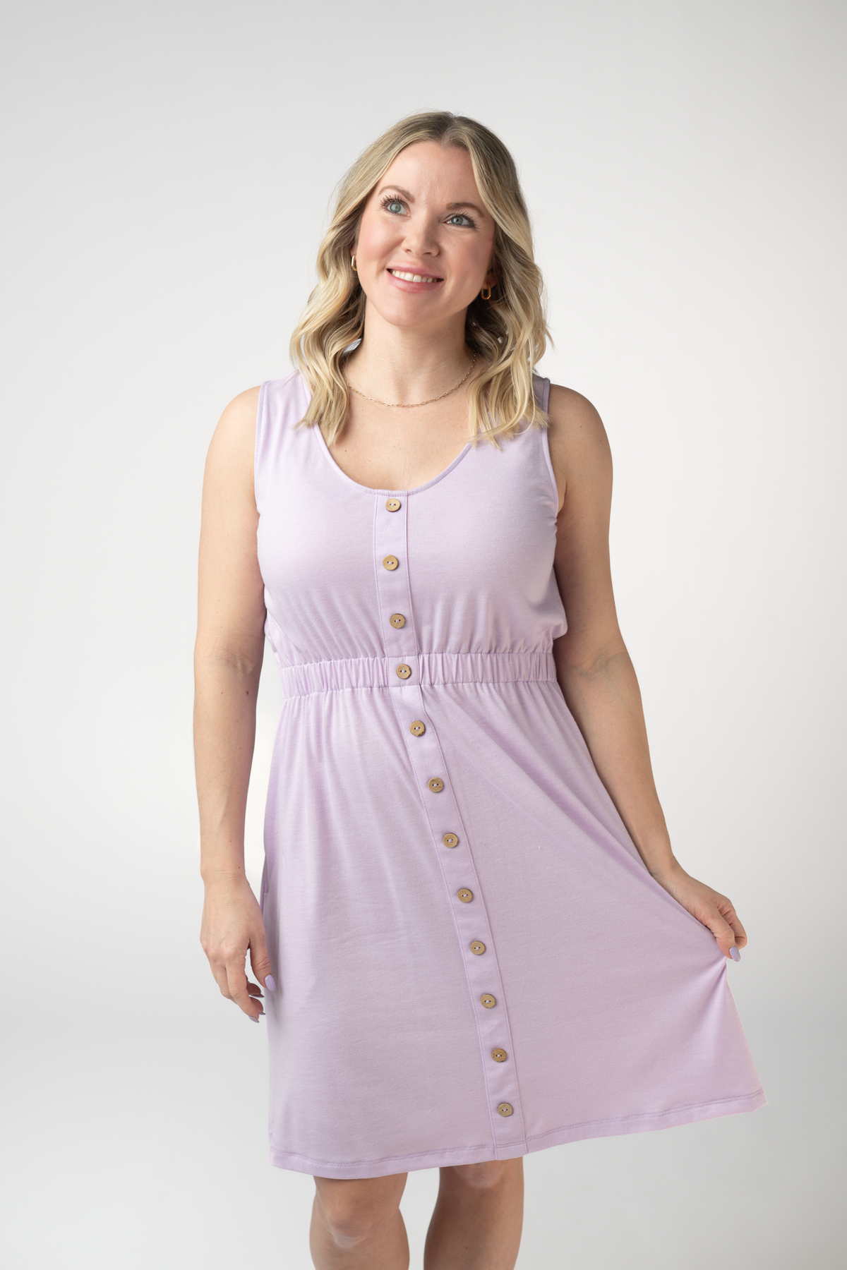 Beverly Button Dress in Lavender