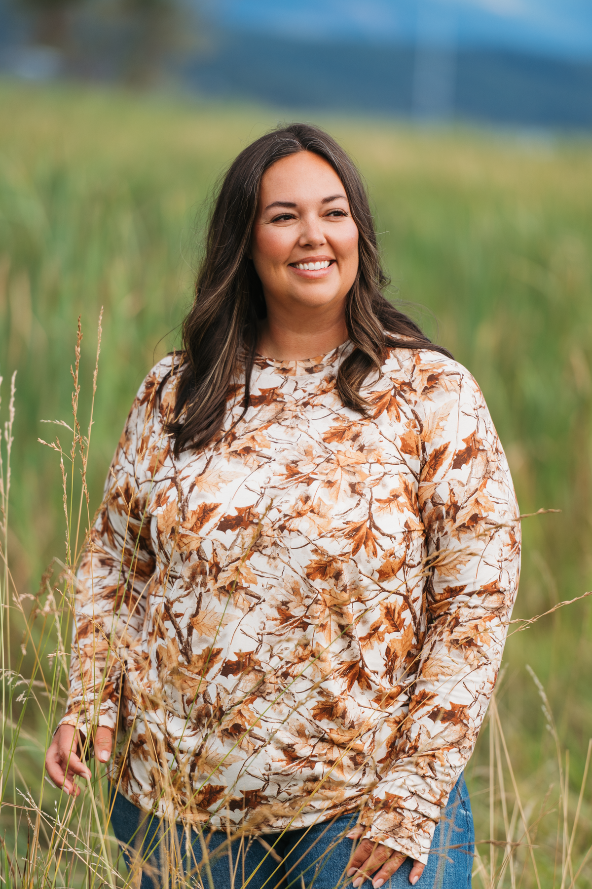 Blair Long Sleeve Top in Woodsy Camo