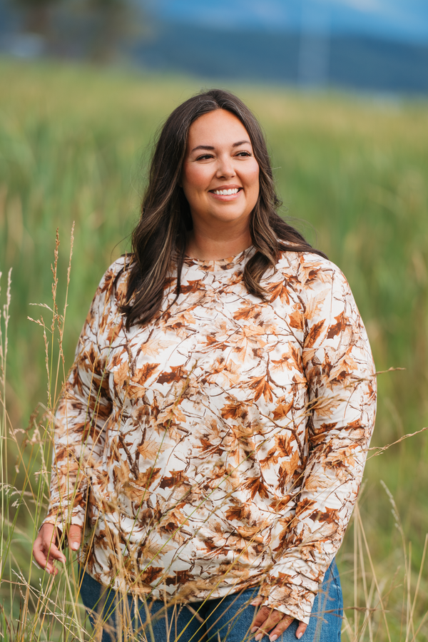 Blair Long Sleeve Top in Woodsy Camo