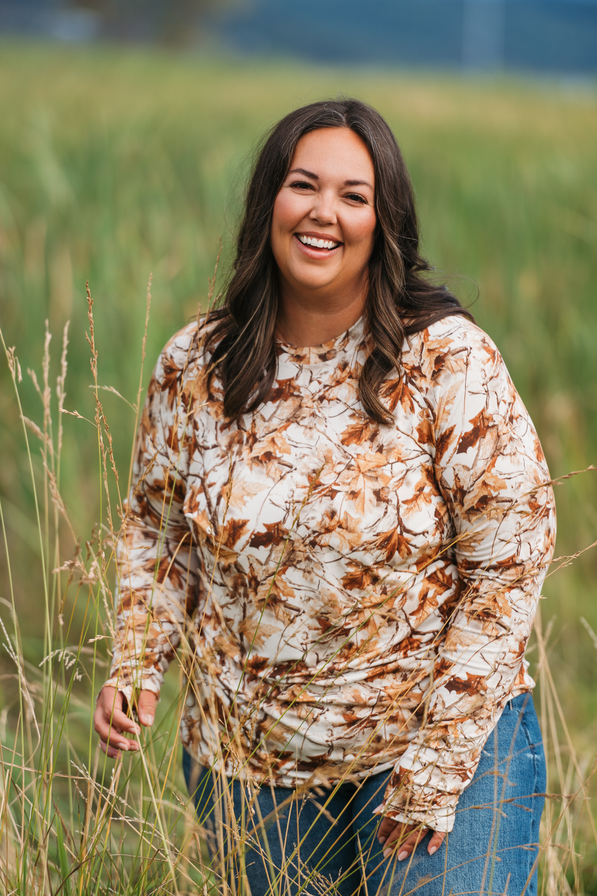 Blair Long Sleeve Top in Woodsy Camo