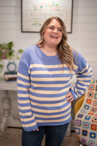 Simple Stripes Spring Sweater in Sky Blue