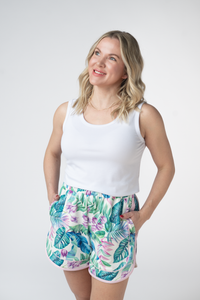 Dolphin Shorts in Tropical Leaf