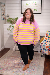 Simple Stripes Spring Sweater in Lilac