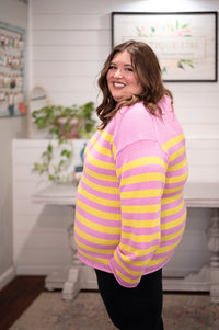 Simple Stripes Spring Sweater in Lilac