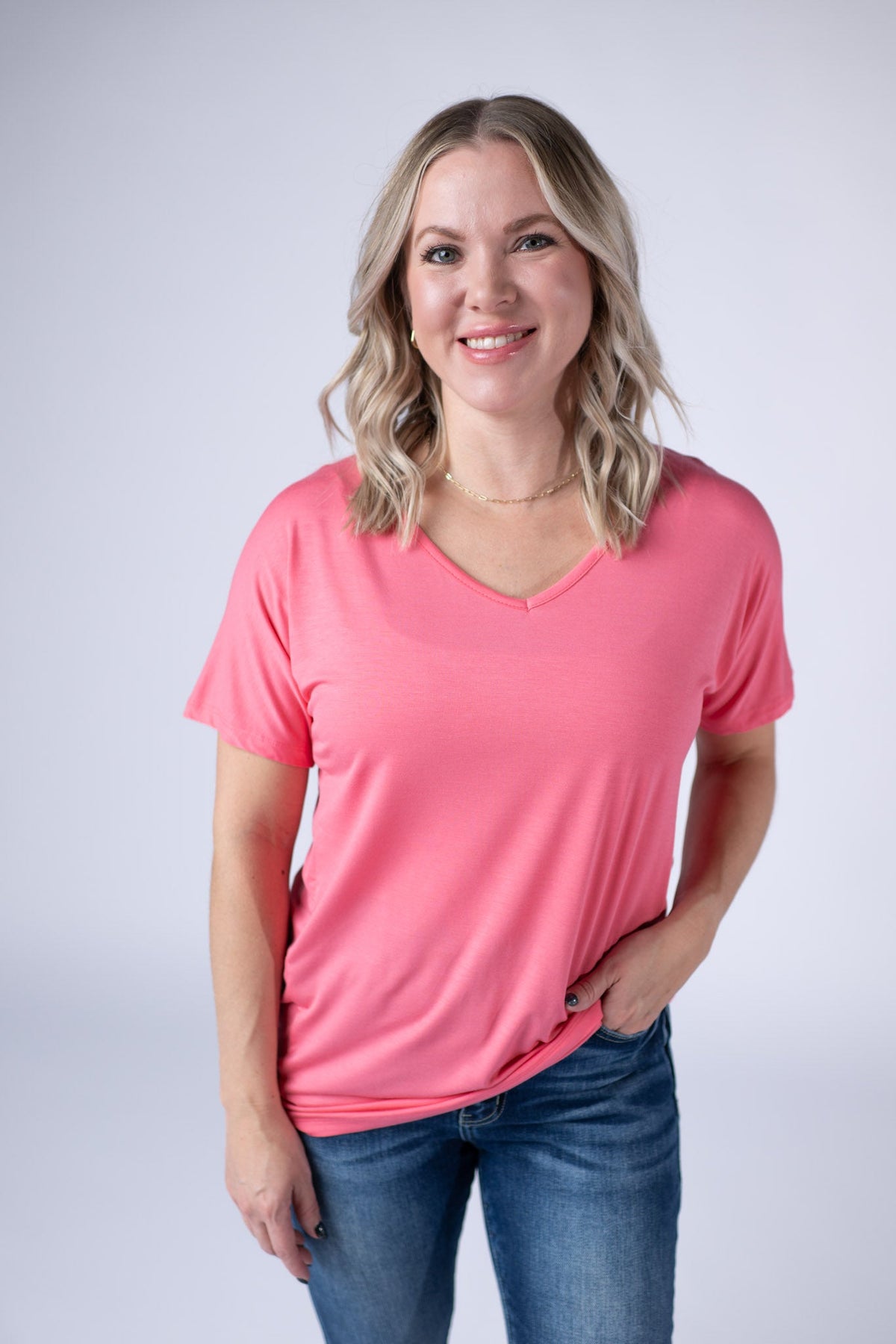 Chloe Cozy Tee in Sun Kissed Coral
