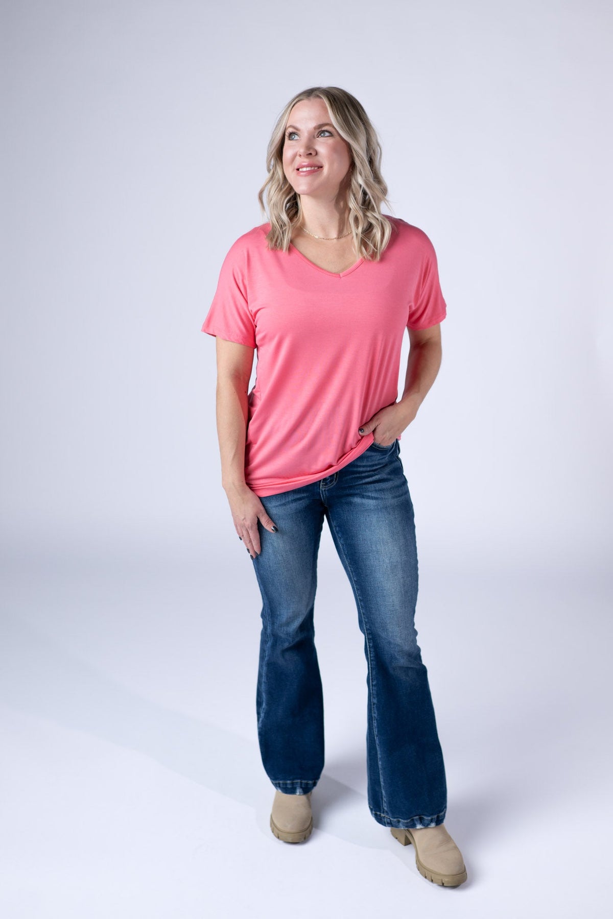 Chloe Cozy Tee in Sun Kissed Coral