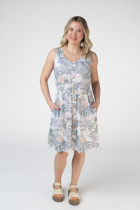 Beverly Button Dress in Pineapple Leaf