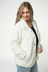 Checkered Snap Sherpa in Ivory