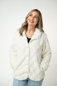 Checkered Snap Sherpa in Ivory