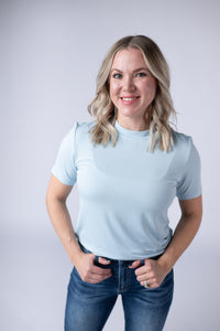 Blair Short Sleeve Top in Sky Blue
