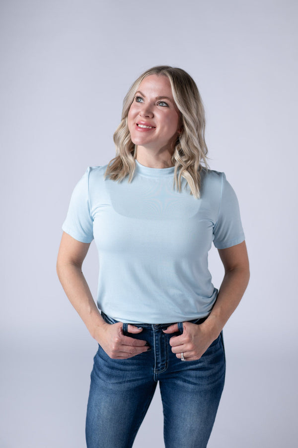 Blair Short Sleeve Top in Sky Blue