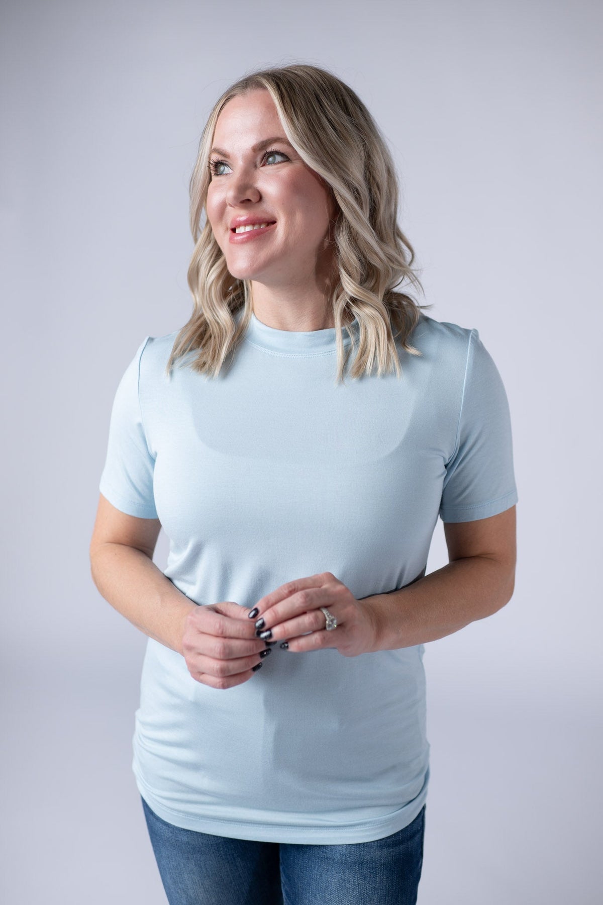 Blair Short Sleeve Top in Sky Blue