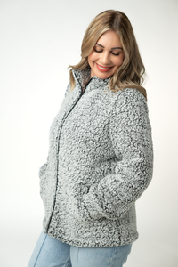 Two Tone Fullzip Sherpa in Charcoal and White