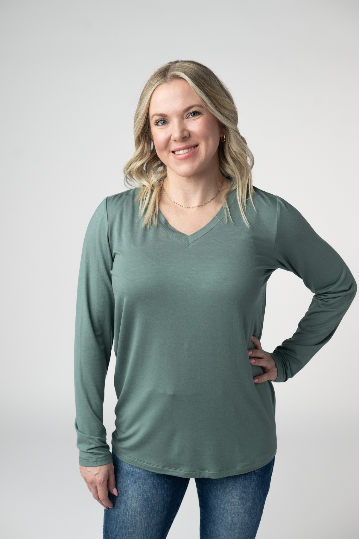 Larissa Long Sleeve in Dusty Jade