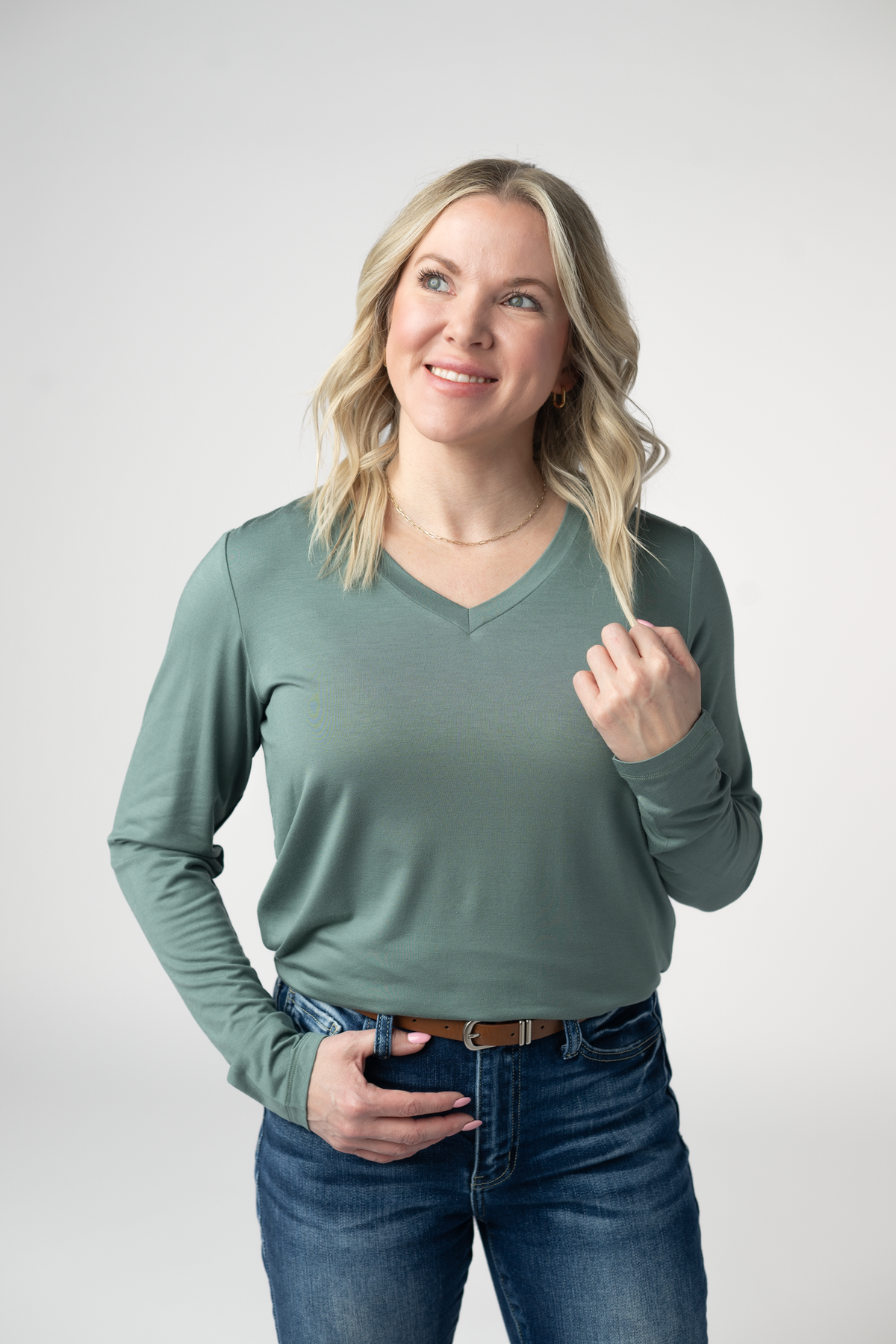 Larissa Long Sleeve in Dusty Jade
