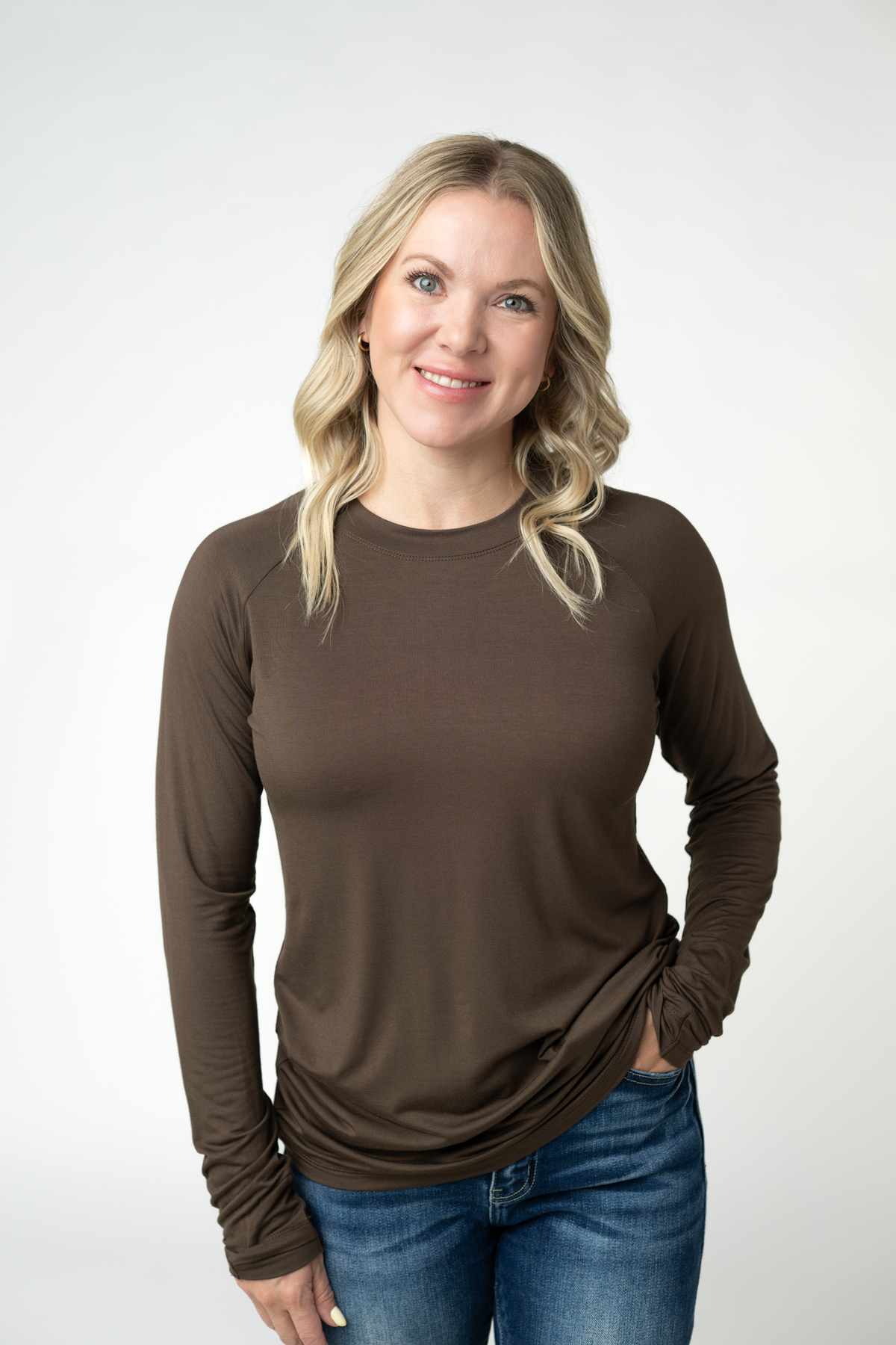 Blair Long Sleeve Top in Brown
