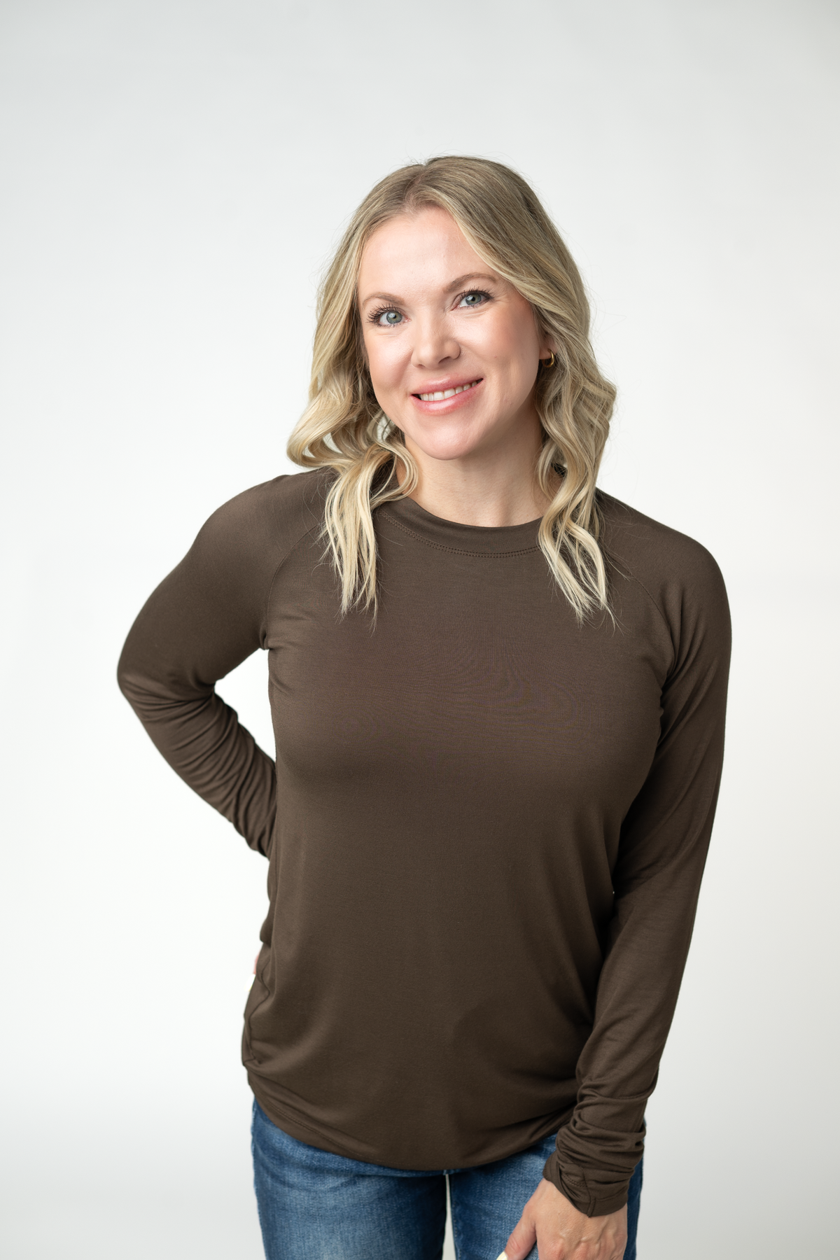 Blair Long Sleeve Top in Brown