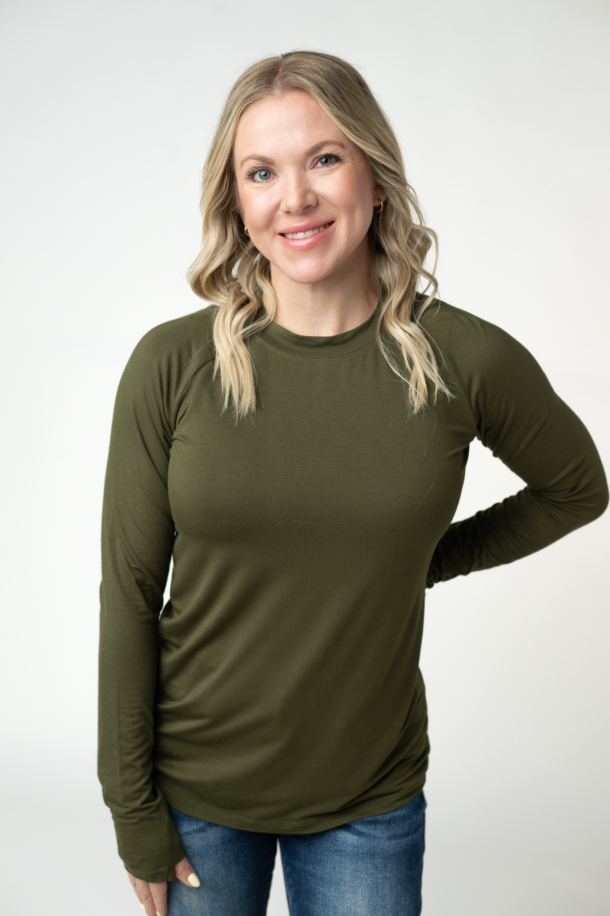 Blair Long Sleeve Top in Dark Olive