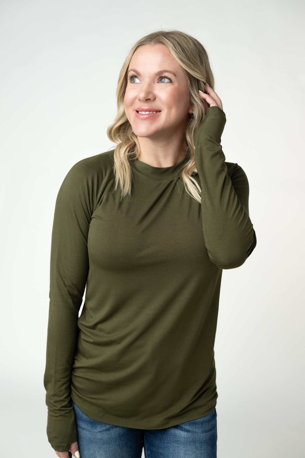 Blair Long Sleeve Top in Dark Olive