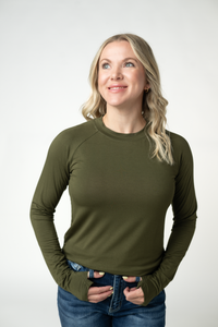 Blair Long Sleeve Top in Dark Olive