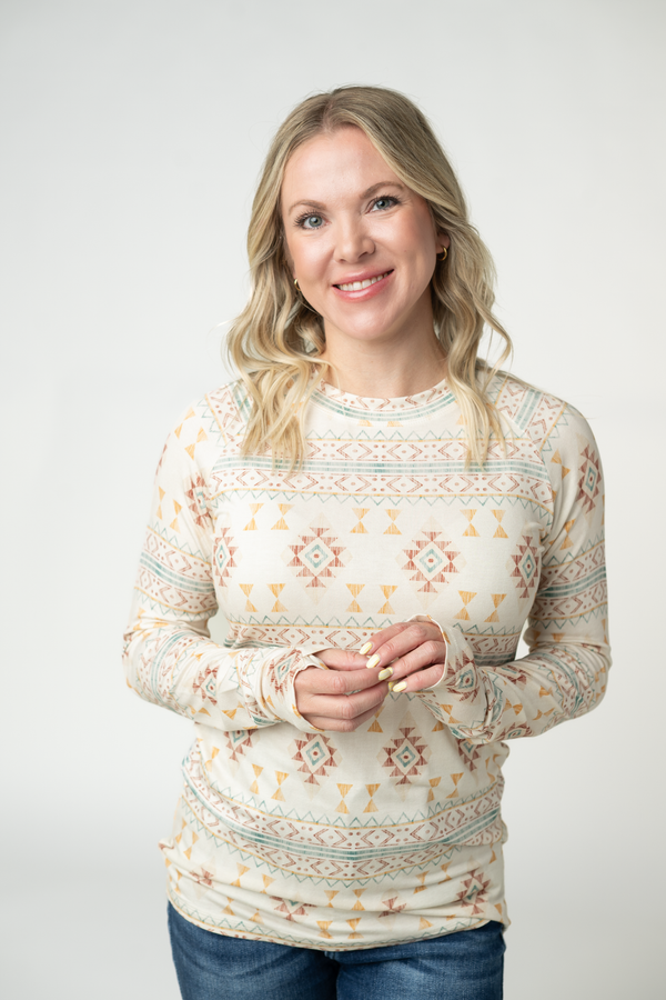 Blair Long Sleeve Top in Desert Geometric