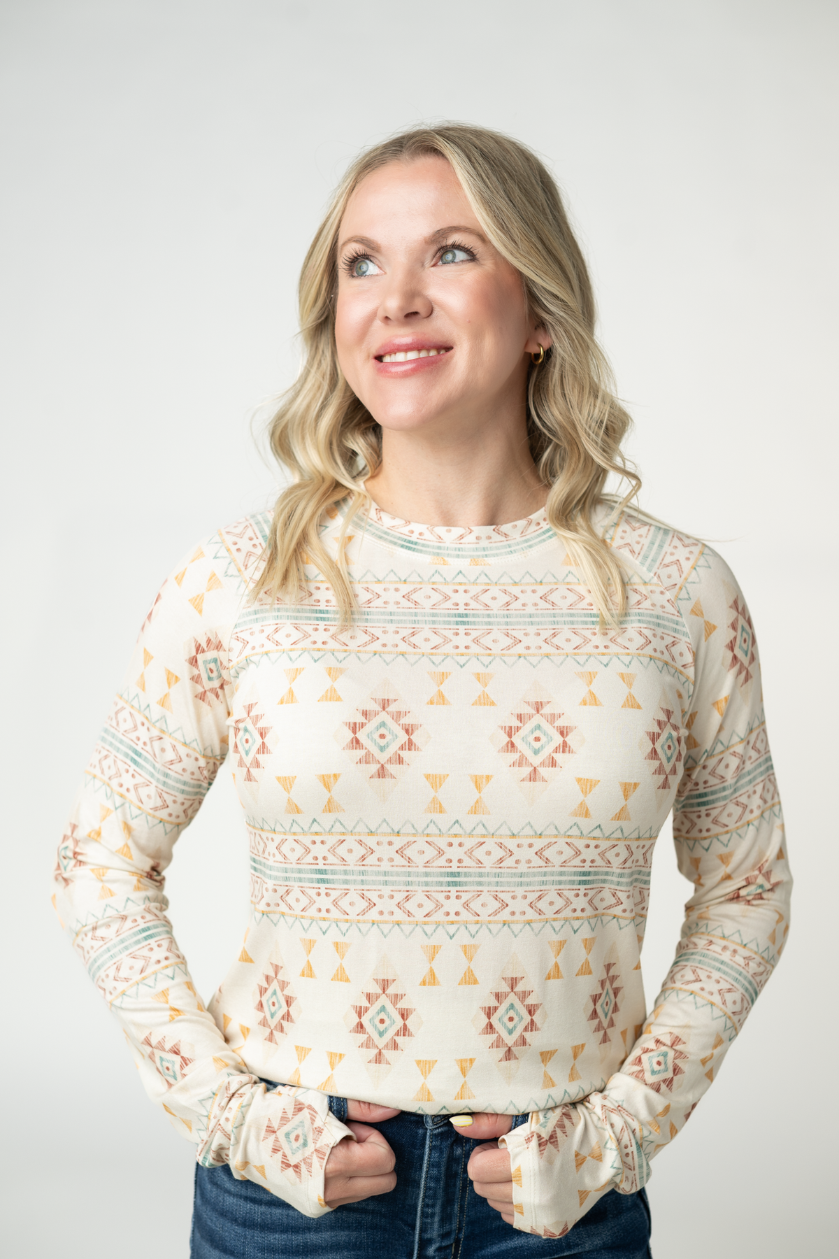 Blair Long Sleeve Top in Desert Geometric