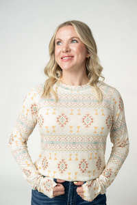 Blair Long Sleeve Top in Desert Geometric