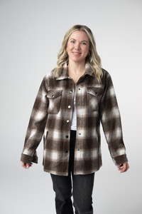 Norah Shacket in Brown Plaid