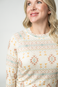 Blair Long Sleeve Top in Desert Geometric