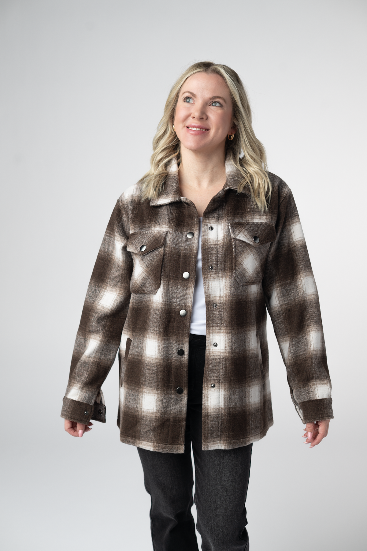 Norah Shacket in Brown Plaid