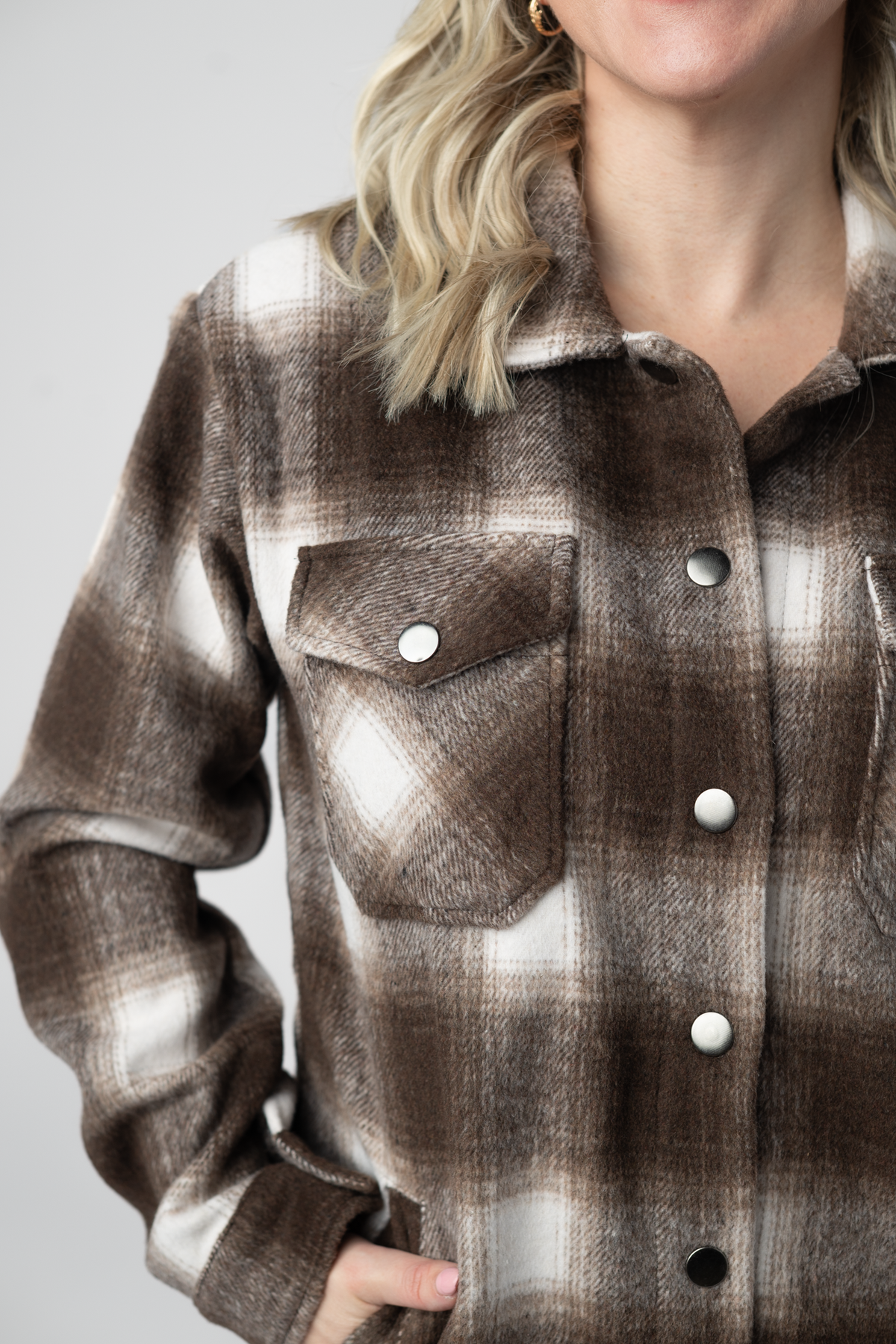 Norah Shacket in Brown Plaid