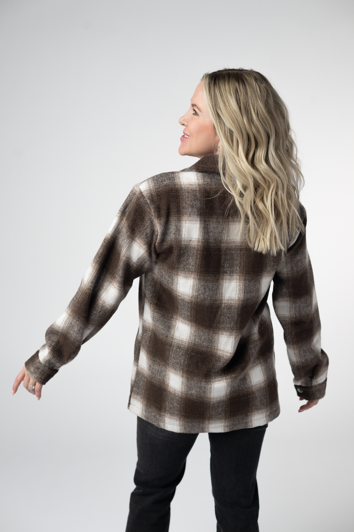 Norah Shacket in Brown Plaid