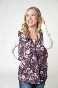 Remy Zip Up Vest in Blushwood Floral