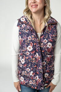 Remy Zip Up Vest in Blushwood Floral