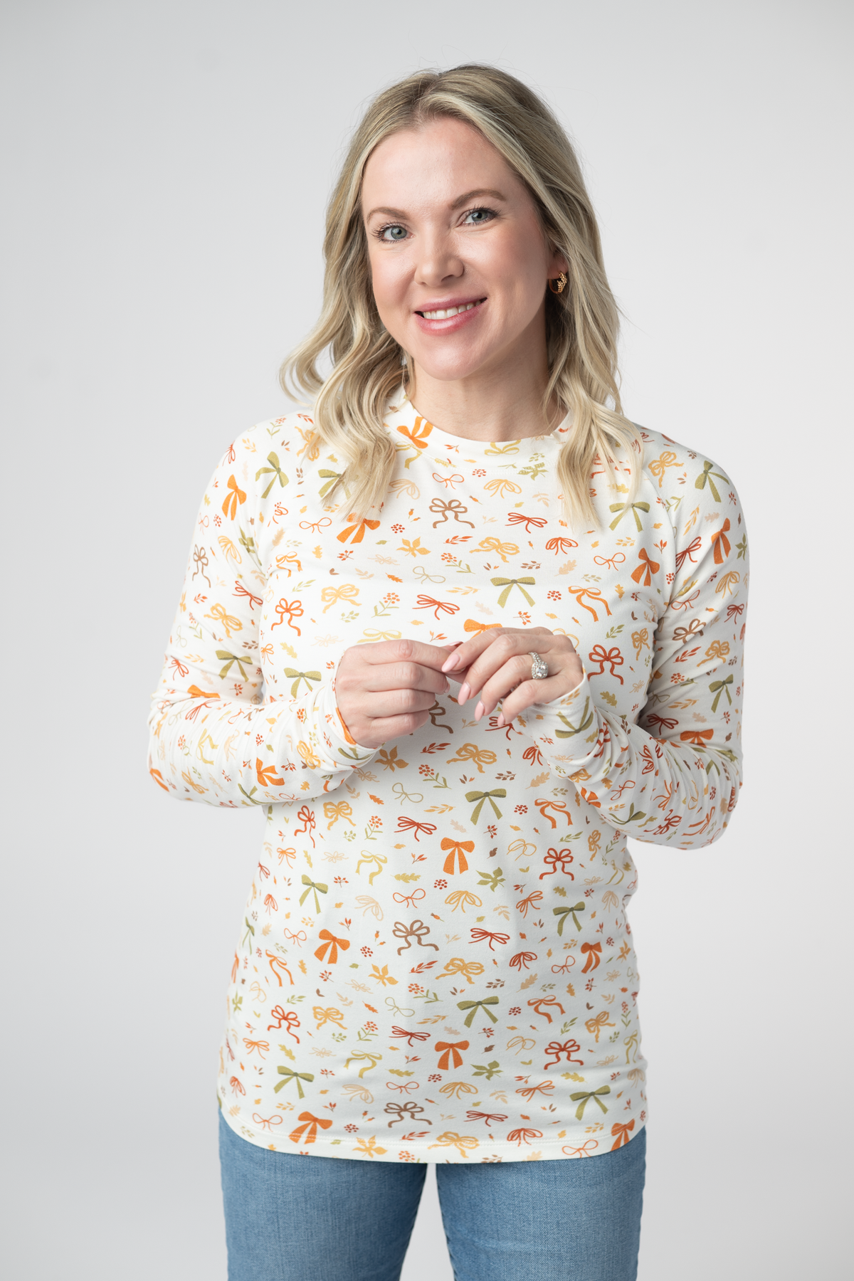 Blair Long Sleeve Top in Harvest Bows