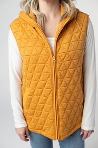 Heather Geometric Hooded Vest in Mustard
