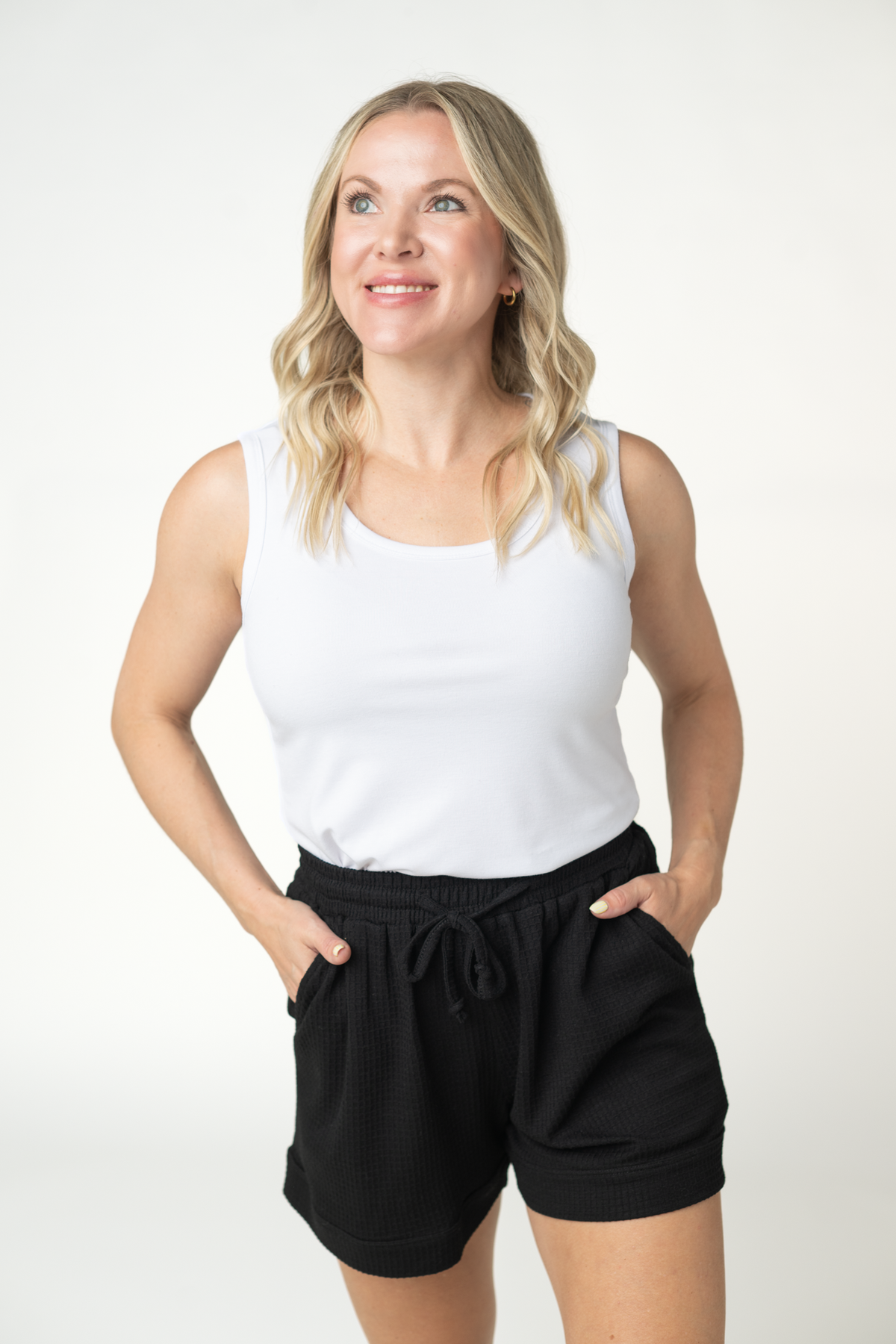 Weslie Waffle Shorts in Black