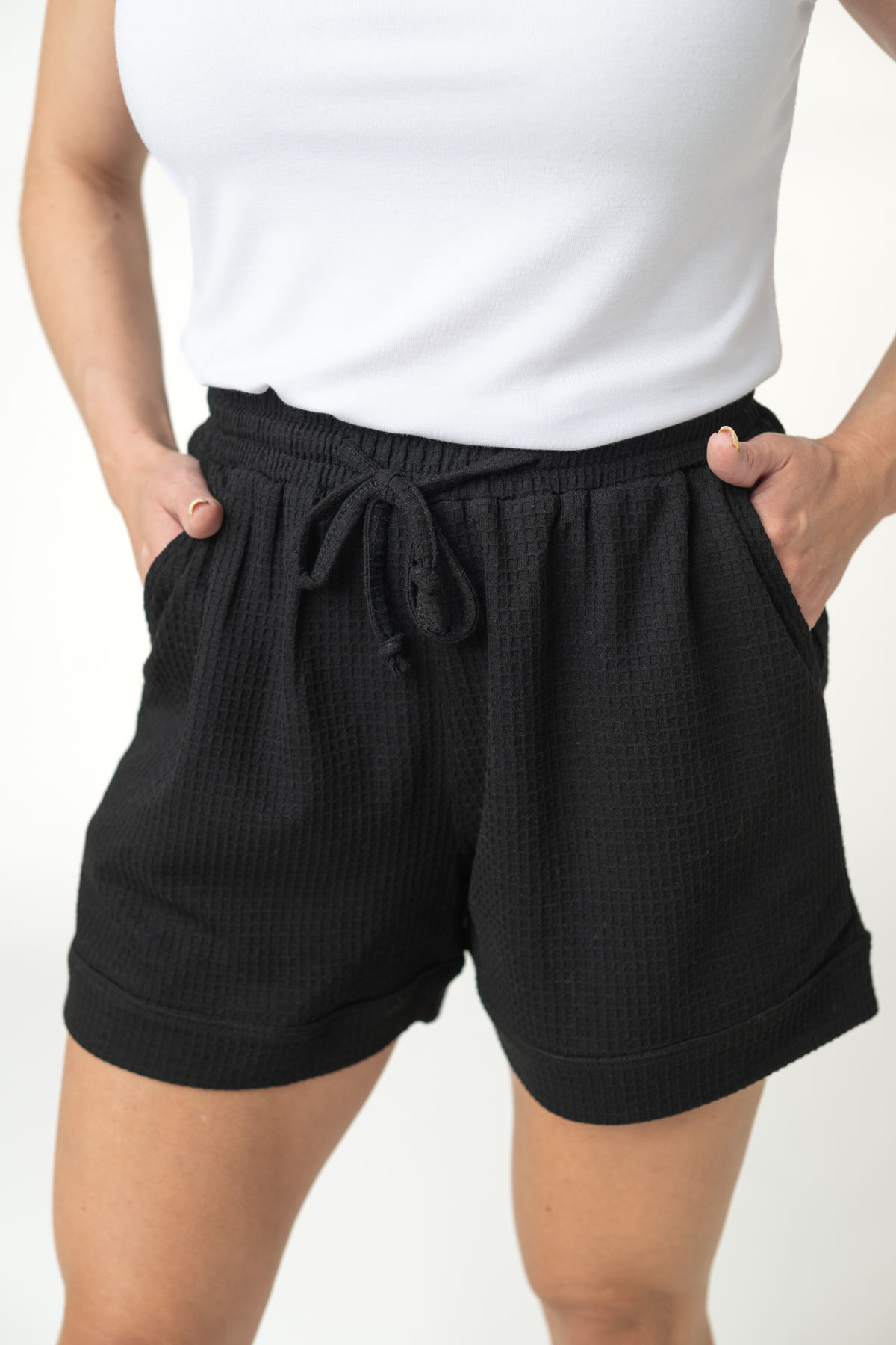 Weslie Waffle Shorts in Black