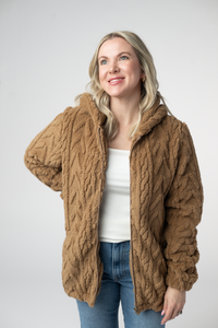 Fuzzy Sherpa Fullzip Hoodie in Maple